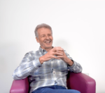 Our patient, David laughing whilst talking to the camera about his All-on-4 journey.